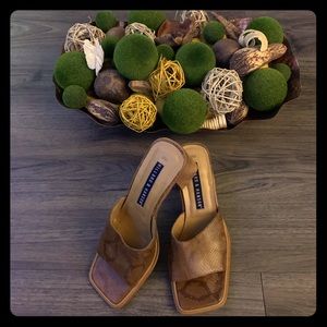 Brown Snakeskin Square-toe Mule Sandal Size 9